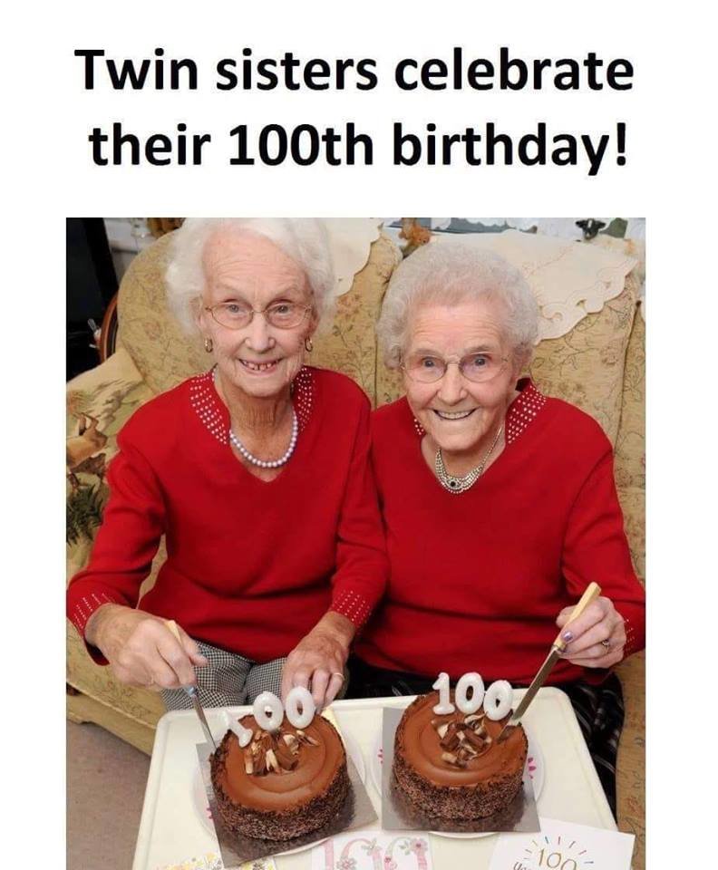 twin 100th birthday meme
